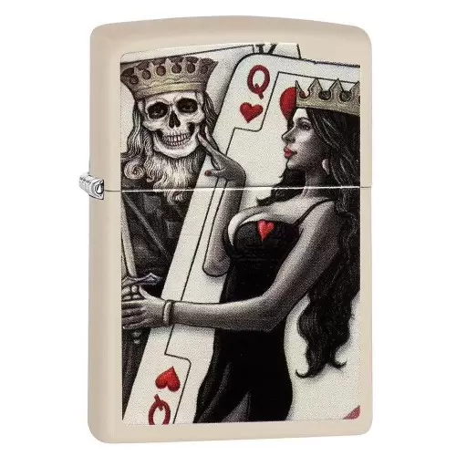 Запалка Zippo Skull King and Queen Cards Flat Sand
